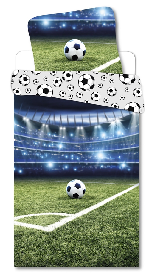 Voetbal beddengoed - 140x200 cm - Stadion - Dekbed met 2 designs - 100% katoenen beddengoedset