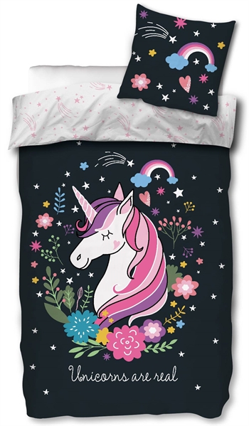 Unicorn beddengoed 100x140 cm - Beddengoedset met eenhoorn - 2-in-1 ontwerp - 100% katoenen beddengoed - lichtgevend