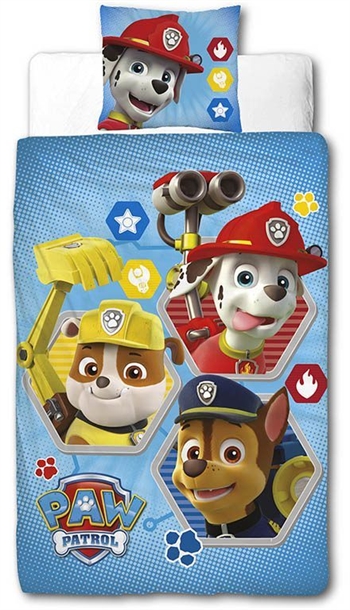 Paw Patrol beddengoed - 140x200 cm - Marshall, Rubble en Chase - Beddengoedset met 2-in-1 ontwerp - 100% katoen