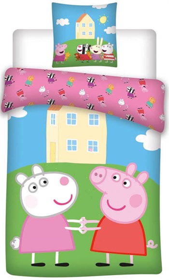 Peppa Pig beddengoed - 140x200 cm - Peppa Pig en Suzy Schaap beddengoedset - 2 in 1 ontwerp - 100% katoen