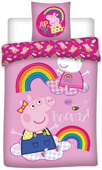 Peppa Pig beddengoed - 140x200 cm - Frida en Peppa Pig beddengoedset - 2 in 1 ontwerp - Beddengoed van 100% katoen