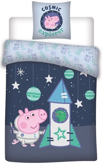 Junior beddengoed 100x140 cm - George Pig - 2 in 1 ontwerp - 100% katoen