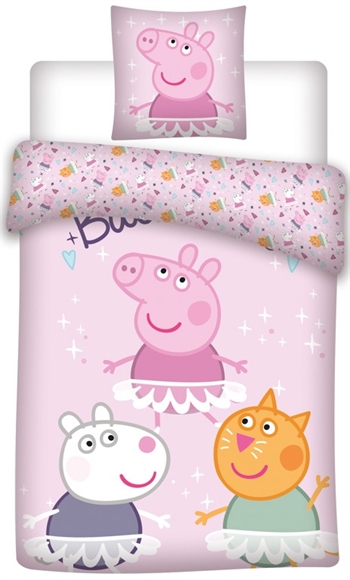 Peppa Pig Junior beddengoed 100x140 cm - Peppa Pig en vrienden - 2 in 1 ontwerp - 100% katoen