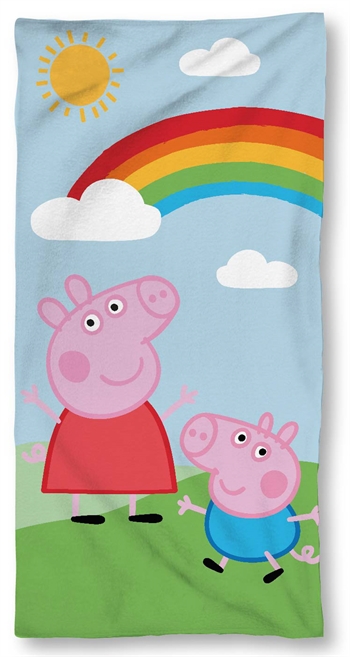 Badhanddoek - Peppa Pig - 70x140 cm - 100% Katoen - Peppa en George handdoek