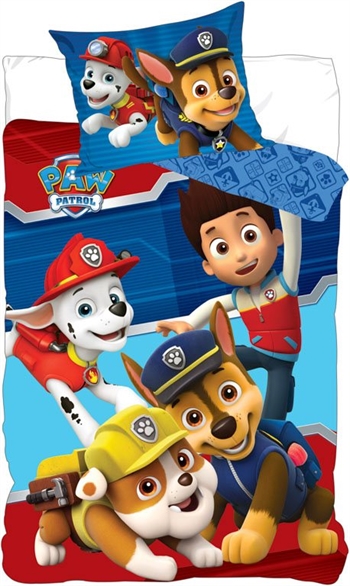 Paw Patrol beddengoed - 140x200 cm - Wuf Wuf Paw Patrol - 2 in 1 ontwerp - 100% katoenen beddengoedset