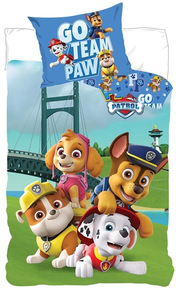 Paw Patrol beddengoed - 140x200 cm - Go Team Paw - 2-in-1 beddengoedset - Dekbedovertrek in 100% katoen