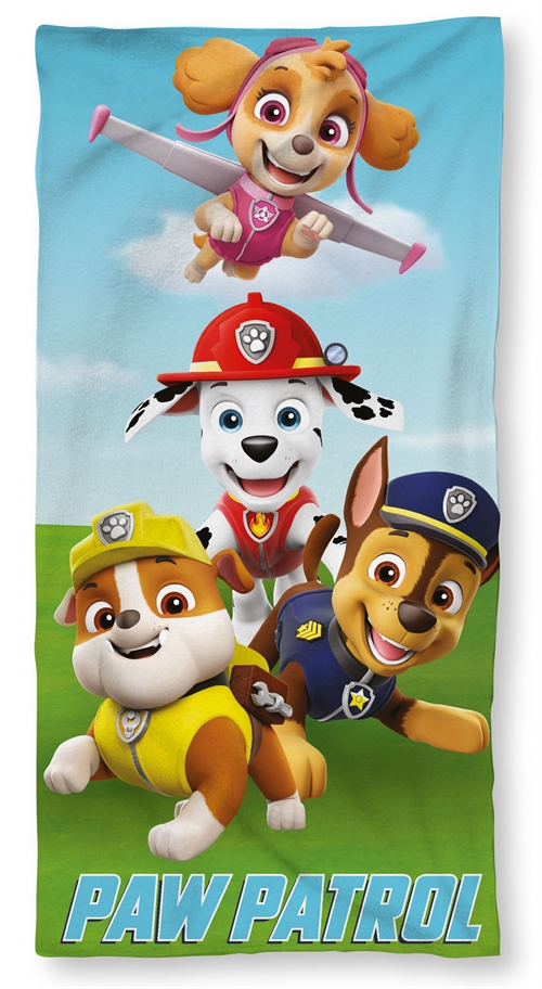 Paw Patrol handdoek - 70x140 cm - 100% katoen - Zachte badhanddoek met Rubble, Skye, Chase en Marshall