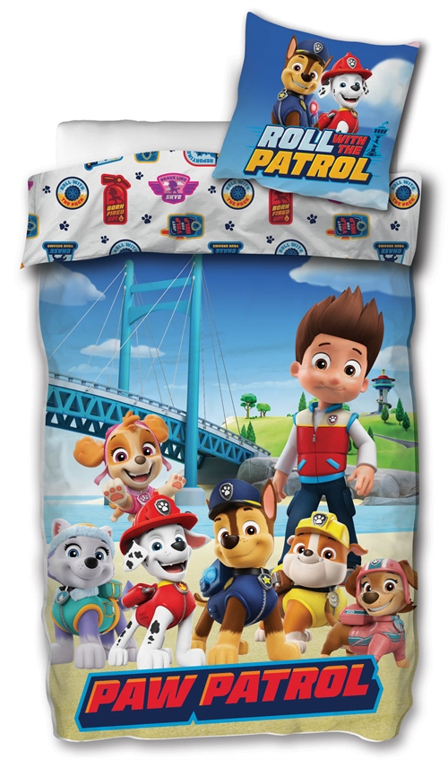 Paw Patrol beddengoed - 140x200 cm - Roll with the Patrol - 2 in 1 design - Dekbedovertrek van 100% katoen