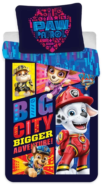 Beddengoed 150x210 cm - Paw Patrol The Movie - 2 in 1 beddengoedset - Dekbedovertrek van 100% katoen