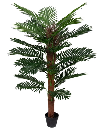 Tropische palm - 140 cm hoog - Kunstpalm met mosstok in zwarte pot -