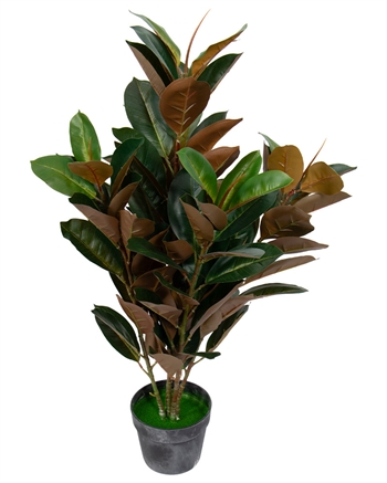 Kunstplant - 90 cm hoog - Ficus Elastica - Kunstplant met roodachtige bladeren