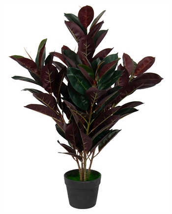 Kunst rubberplant 80 cm hoog - Ficus elastica met roodachtige bladeren