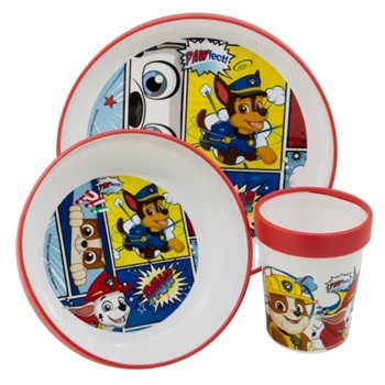 Paw Patrol servies voor kinderen in kunststof - eetset in 3 delen voor kinderen - Marshall en Chase