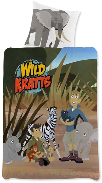 Beddengoed 140x200 cm - Wild Kratts beddengoedset - Bekend van DR Ramasjang - Dekbedovertrek in 100% katoen