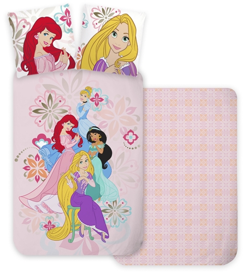 Prinsesse beddengoed 140x200 cm - Disney prinsessen - Omkeerbaar design - 100% katoen