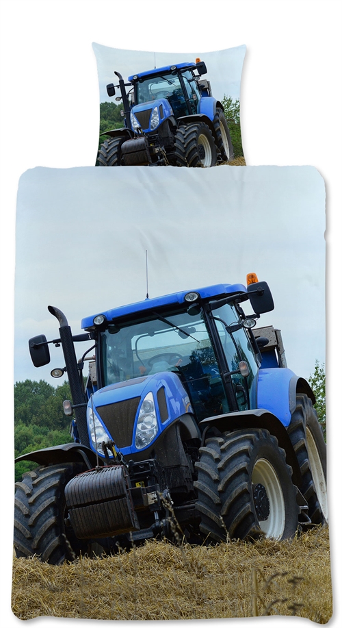 Tractor beddengoed - 140x200 cm - Omkeerbare set met blauwe tractor - 100% katoen - Prachtig beddengoed voor kinderen