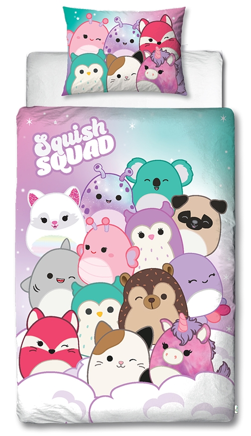 Squishmallows beddengoed - 150x210 cm - Squishmallows 2 in 1 beddengoedset - 100% katoen