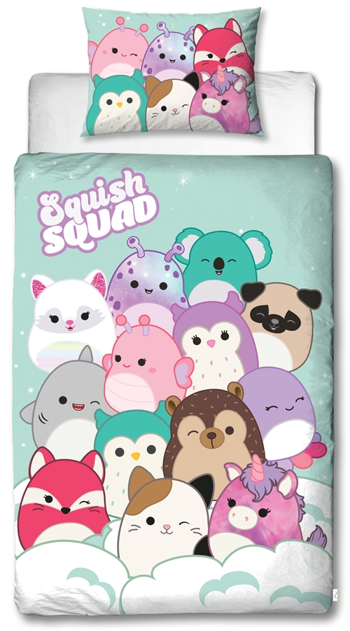 Squishmallows beddengoed 140x200 cm - 100% zacht katoen - Squishmallows beddengoedset - Omkeerbaar ontwerp