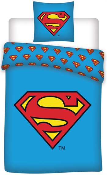 Superman beddengoed - 140x200 cm - Superman logo - 2 in 1 beddengoedset - Dekbedovertrek van 100% katoen