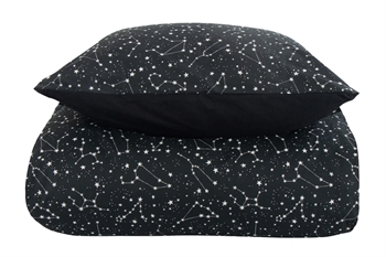 Beddengoed 140x220 cm - Zodiac Black - Sterrenbeeld - dekbedovertrek van 100% katoen - Borg Living beddengoedset